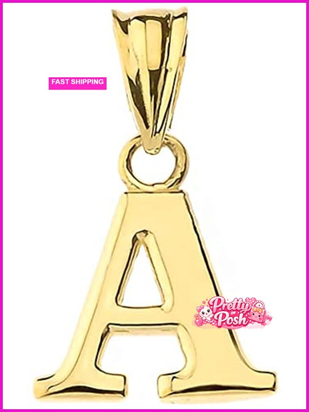 14K Yellow Gold Fine Mini Dangling Initial A-Z Charm 1/2" Pendant